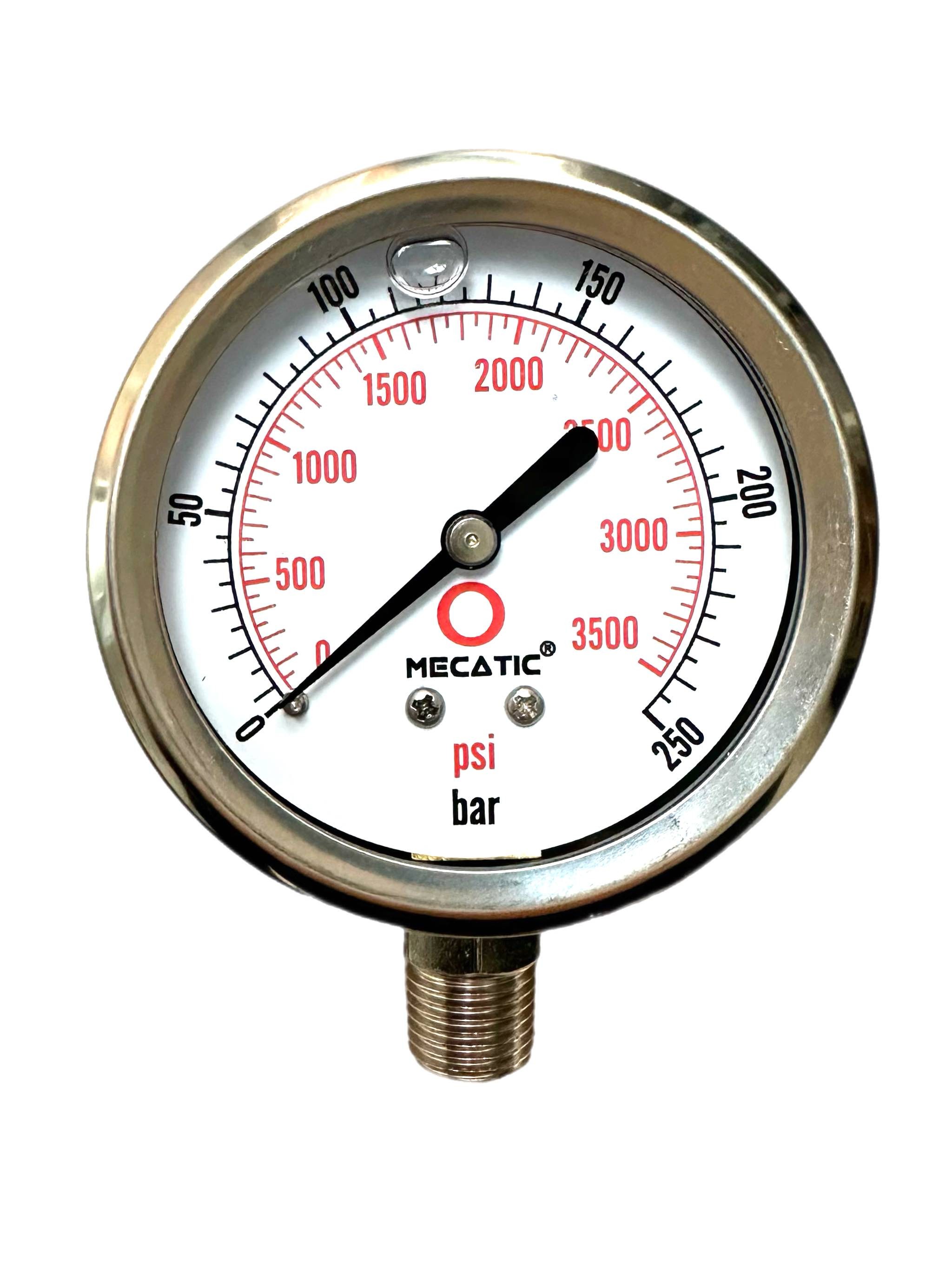 Manómetro de presión de 0-250 bar 1/4" radial