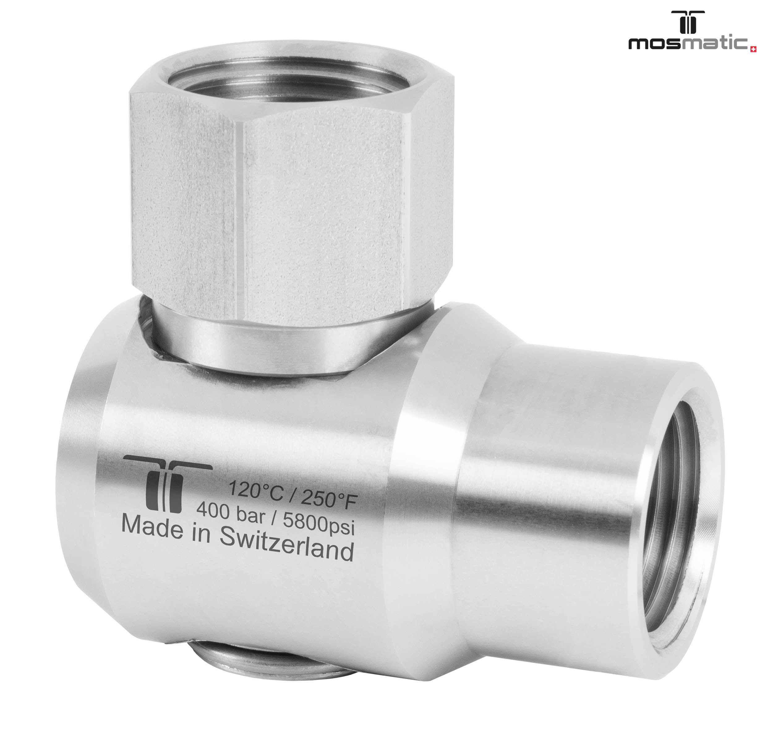 Racor 90º giratorio WDEI 400 bar G3/8"F-G3/8"F NW9 Caja 25 u.