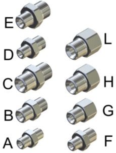 Racores Acero inox AI303 600bar G3/8M-G1/2M Tipo E