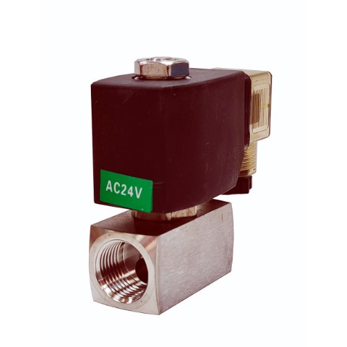 Electroválvula Inox 2/2 NC 120 Bar 24 V AC 1/2" Alta Presión